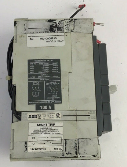 ABB S3N CIRCUIT BREAKER 100AMP 2 POLE 480VAC/500VDC 4