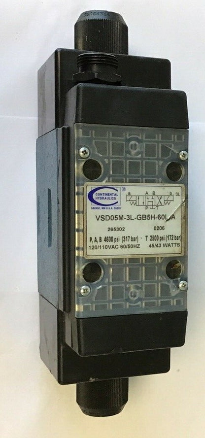 CONTINENTAL HYDRAULICS VSD05M-3L-GB5H-60L-A DIRECTIONAL VALVE 120/110VAC60/50HZ 0