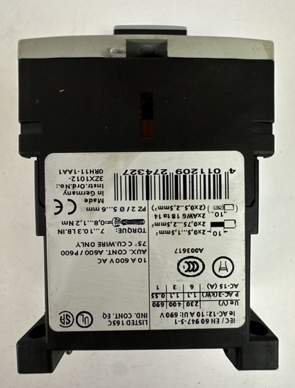 SIEMENS 3RH1131-1BB40 CONTACTOR 10A 600VAC COIL 24VDC 3ZT 1919-1BB00 SURGE SUPPR7