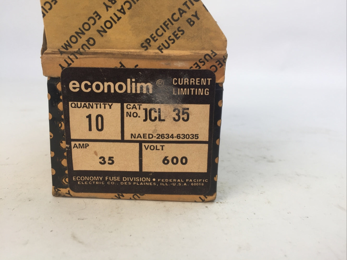 ECONOLIM JCL 35 CURRENT LIMITING FUSE 35AMP 600VAC CLASS J (BOX OF 10)1