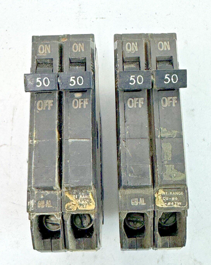 GE *LOT OF 2* - THQP250 - COMMON TRIP CIRCUIT BREAKERS - 2 POLE, 50 A, 240 VAC1