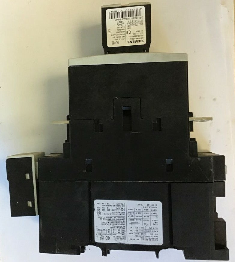SIEMENS 3RT1044-1 QB44-3MAO CONTACTOR W/3RH1921-1HA22-3AA1,3RH1924-1GP117