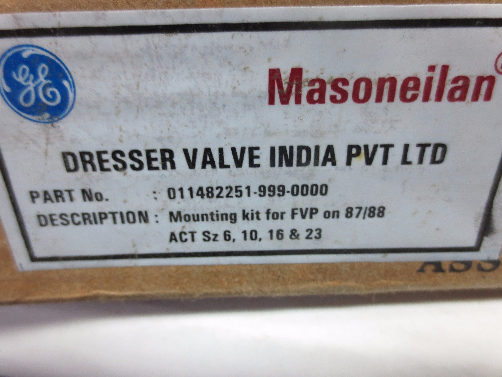 GE / MASONEILAN / DRESSER 011482251-999-0000 MOUNTING KIT for FVP on 87/88 ACT**1