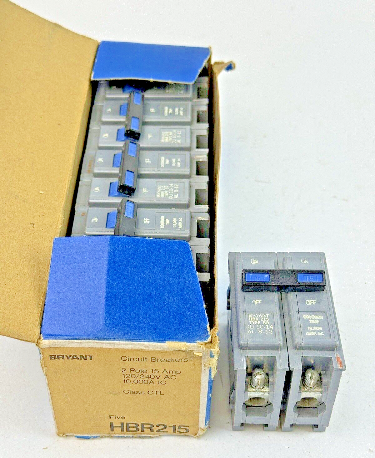 BRYANT *BOX OF 5* - HBR215 - COMMON TRIP CIRCUIT BREAKERS - 2 POLE/15 A/240 VAC3