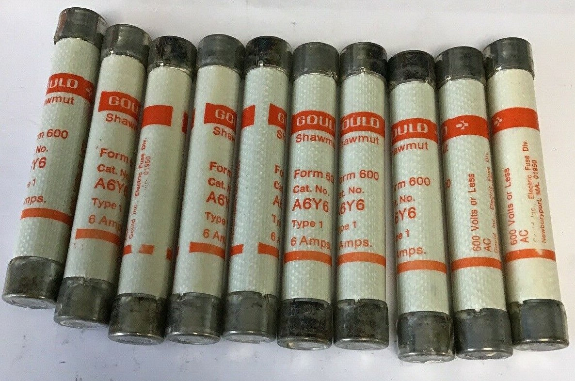GOULD SHAWMUT A6Y6 TYPE1 6AMP 600VAC FORM 600 FUSE****LOTOF10****0