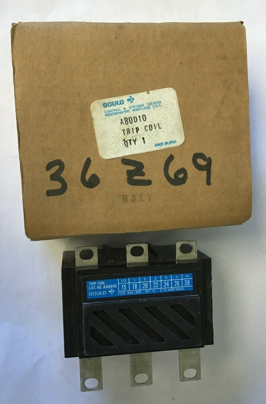 GOULD A80D10 TRIP COIL 2.75AMP MAX0