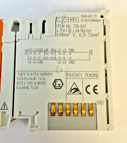 WAGO 750-657 I/O LINK MASTER 24VDC 4PORT  0.1A3