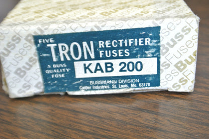 BOX of 5 / BUSSMANN / TRON KAB200 RECTIFIER FUSE / 250V / 200A / NEW SURPLUS5