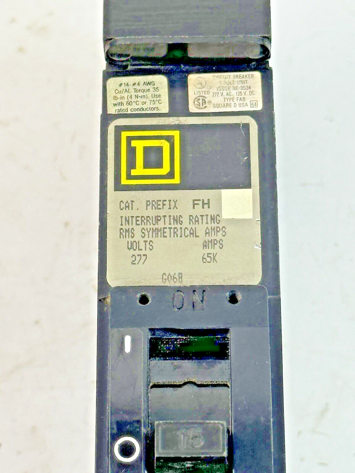 SQUARE D - FHB16015C - I-LINE MOLDED CASE CIRCUIT BREAKER - 1 POLE/ 15 A/ 277VAC2