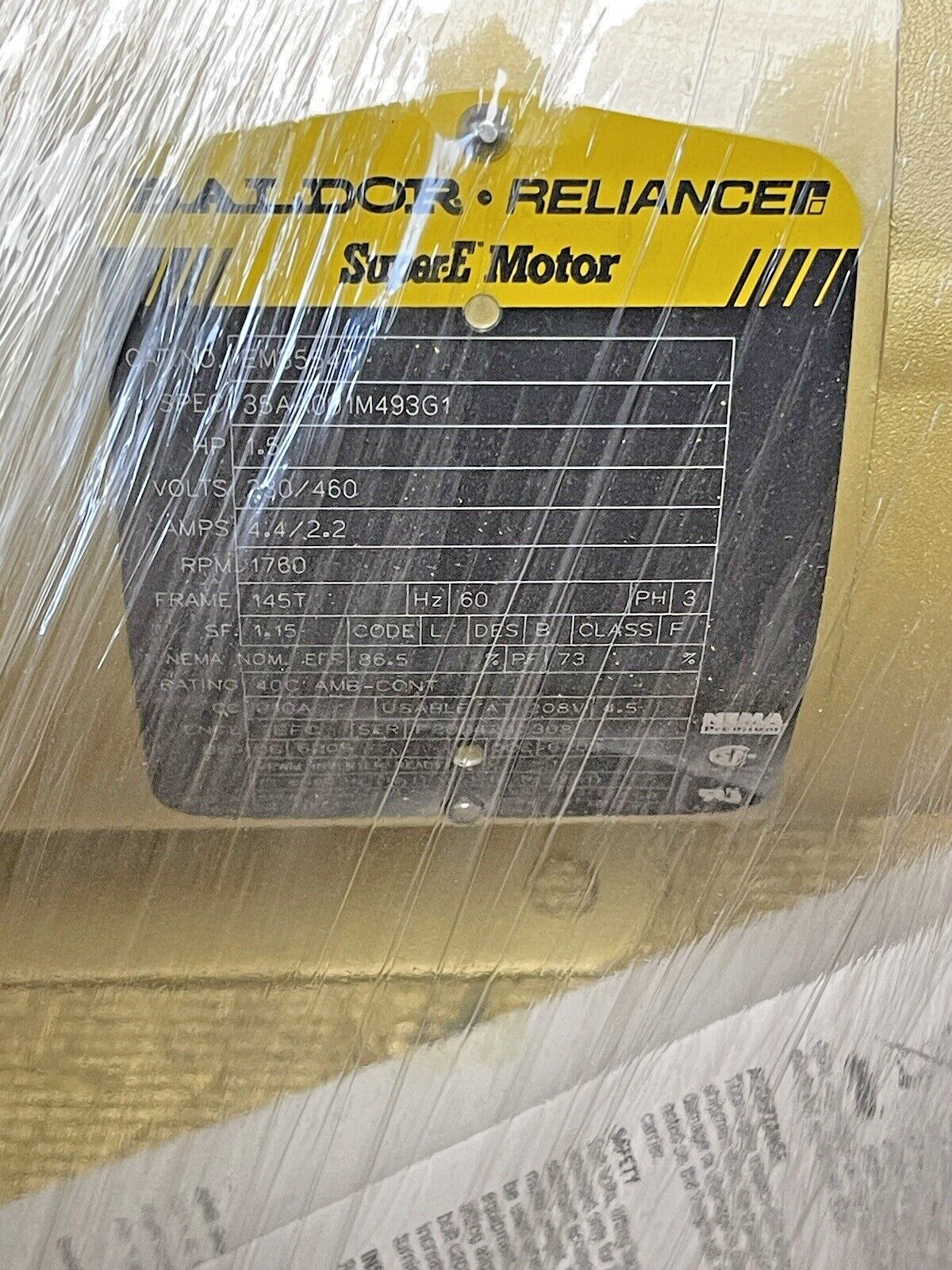 BALDOR - EM3554T - GP Motor - 1.5 Hp 3 Phase 230/460V 1760 RPM 145t Frame6