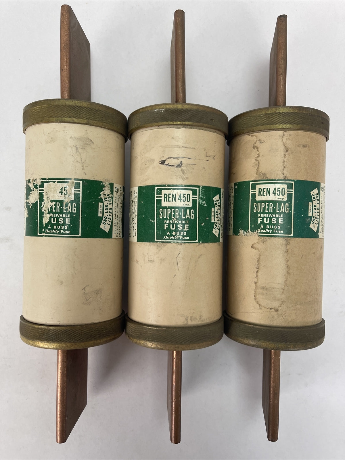 BUSSMANN REN450 BUSS SUPER-LAG RENEWABLE FUSE 450AMP 250VAC (LOT OF 3)0