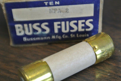 BOX of 10 / BUSS NFA2 FUSE / 2A / 125V / NEW SURPLUS1