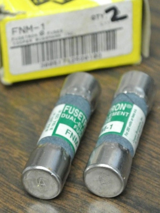 LOT of 2 / BUSS FNM-1 FUSETRON FUSES / 1A / 250V / NEW SURPLUS0