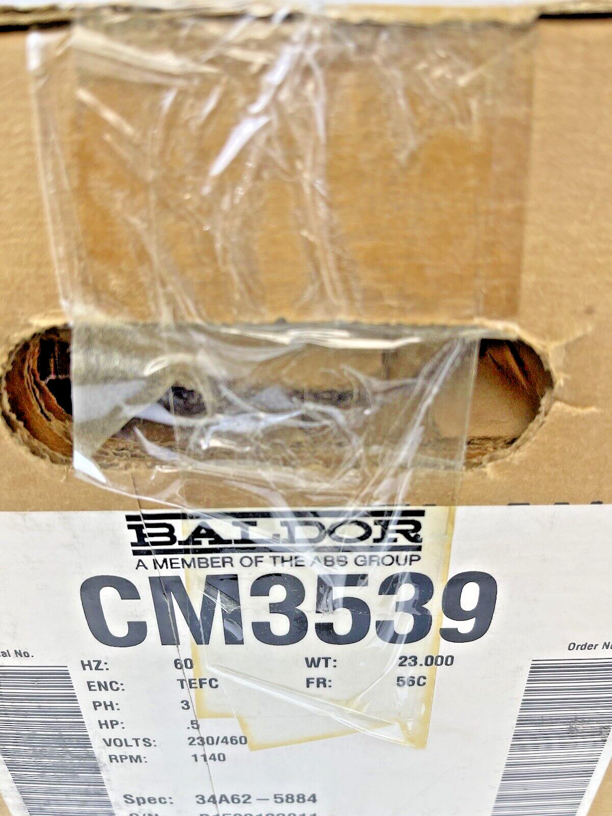 BALDOR - CM3539 - GP Motor - .5 Hp 3 Phase 230/460V 1140 RPM 56C Frame5