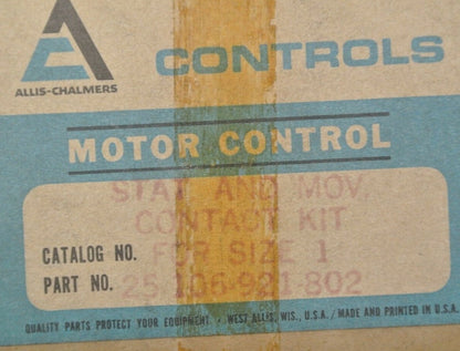 ALLIS-CHALMERS / SIEMENS ALLIS 25-106-921-802 CONTACT KIT / SIZE 1 / NEW SURPLUS1