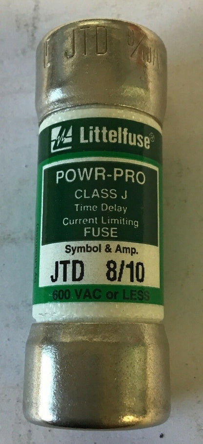 LITTLEFUSE JTD 8/10 POWR-GARD FUSE 8/10A 600VAC CLASS J TIME DELAY ***LOTOF5***2