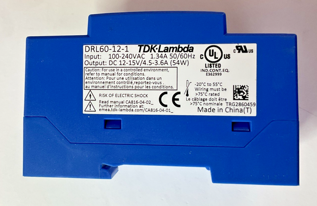 TDK-LAMBDA DRL60-12-1 POWER SUPPLY MODULE 240VAC 15VDC 50/60HZ 54W3