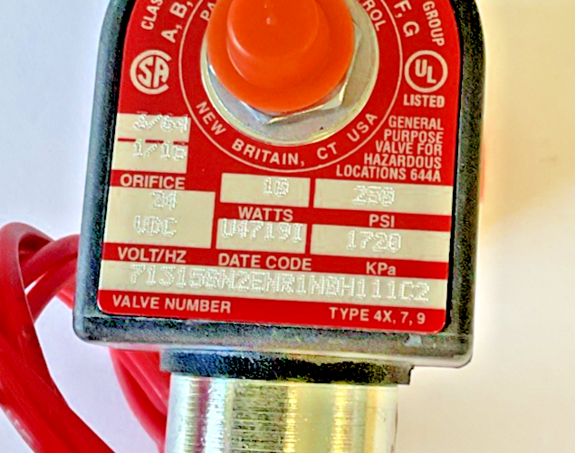 PARKER FLUID CONTROL 71315SN2ENR1N0H111C2 VALVE 24VDC 250PSI 10WATTS 1720KPA1