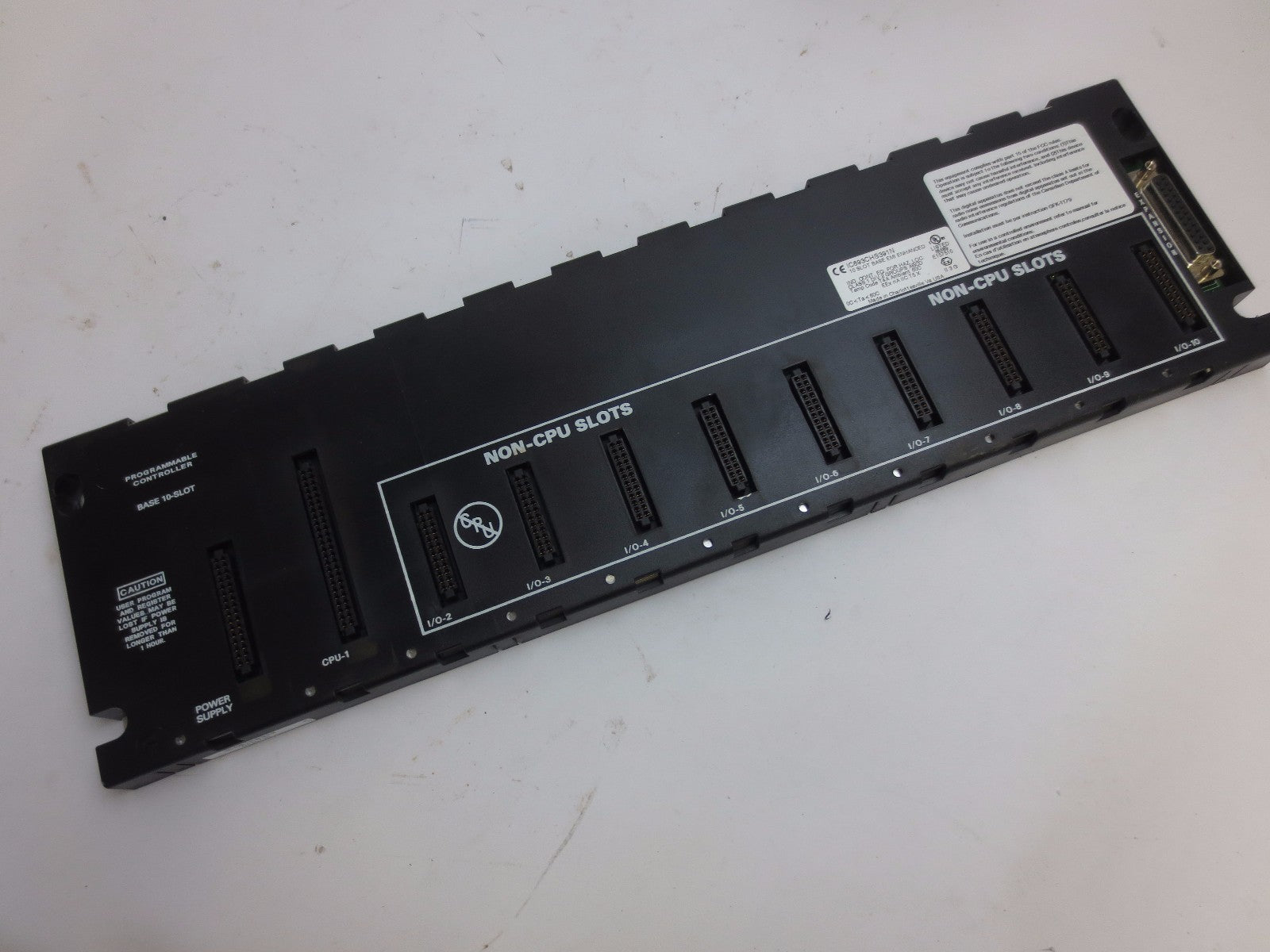 GE FANUC IC693CHS391N 10-SLOT BASE - EMI ENHANCED - CPU, POWER SUPPLY SLOTS0