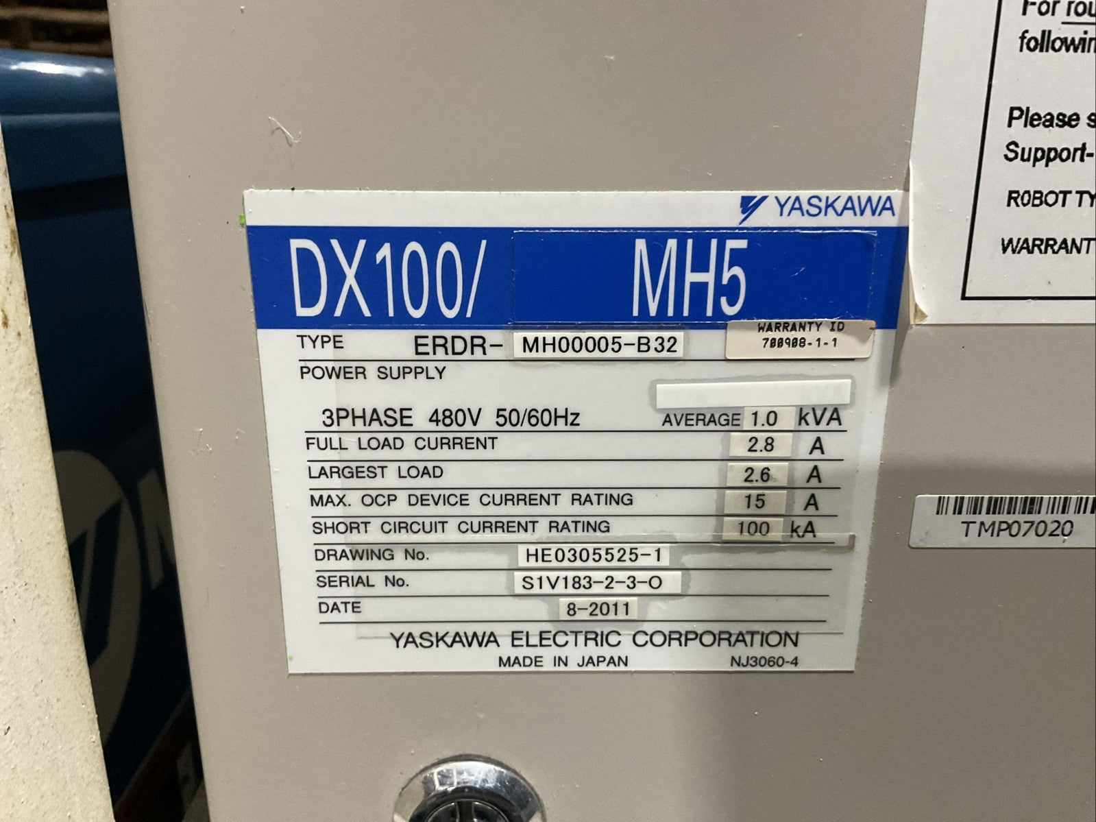 YASKAWA YR-MH00005-E10 WELDING DX100/MH5 TYPE ERDR-MH00005-B32 3PH 480V 50/60HZ16
