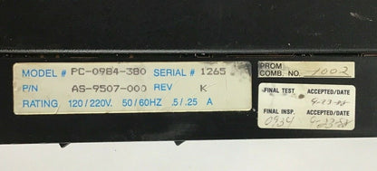 GOULD 984 MODEL 380 PROGRAMMABLE CONTROLLER PC-0984-380 REV.K 220V 50/60HZ 6