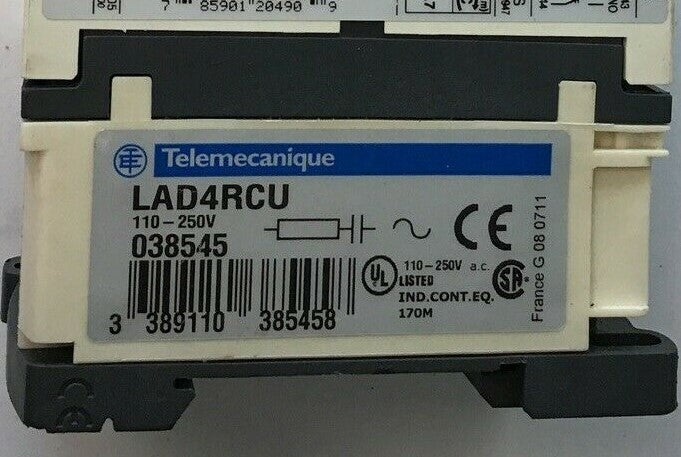 TELEMECANIQUE CAD50 CONTACTOR 10A 690V 6KV W/ LADT2 TIME DELAY 0.1-30S7