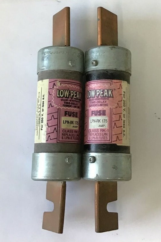 BUSSMANN LPN-RK 175 DUAL ELEMENT LOW PEAK TIME DELAY FUSE 175A 250VAC **LOTOF2**0