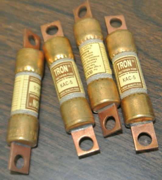 LOT of 4 / BUSS / TRON KAC-5 RECTIFIER FUSE / 5A / 600V / NEW SURPLUS0