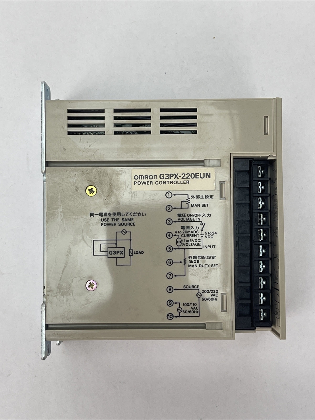 OMRON G3PX-220EUN POWER CONTROLLER LOAD: 100/110VAC 200/220VAC 20A INPUT 5-24VDC5