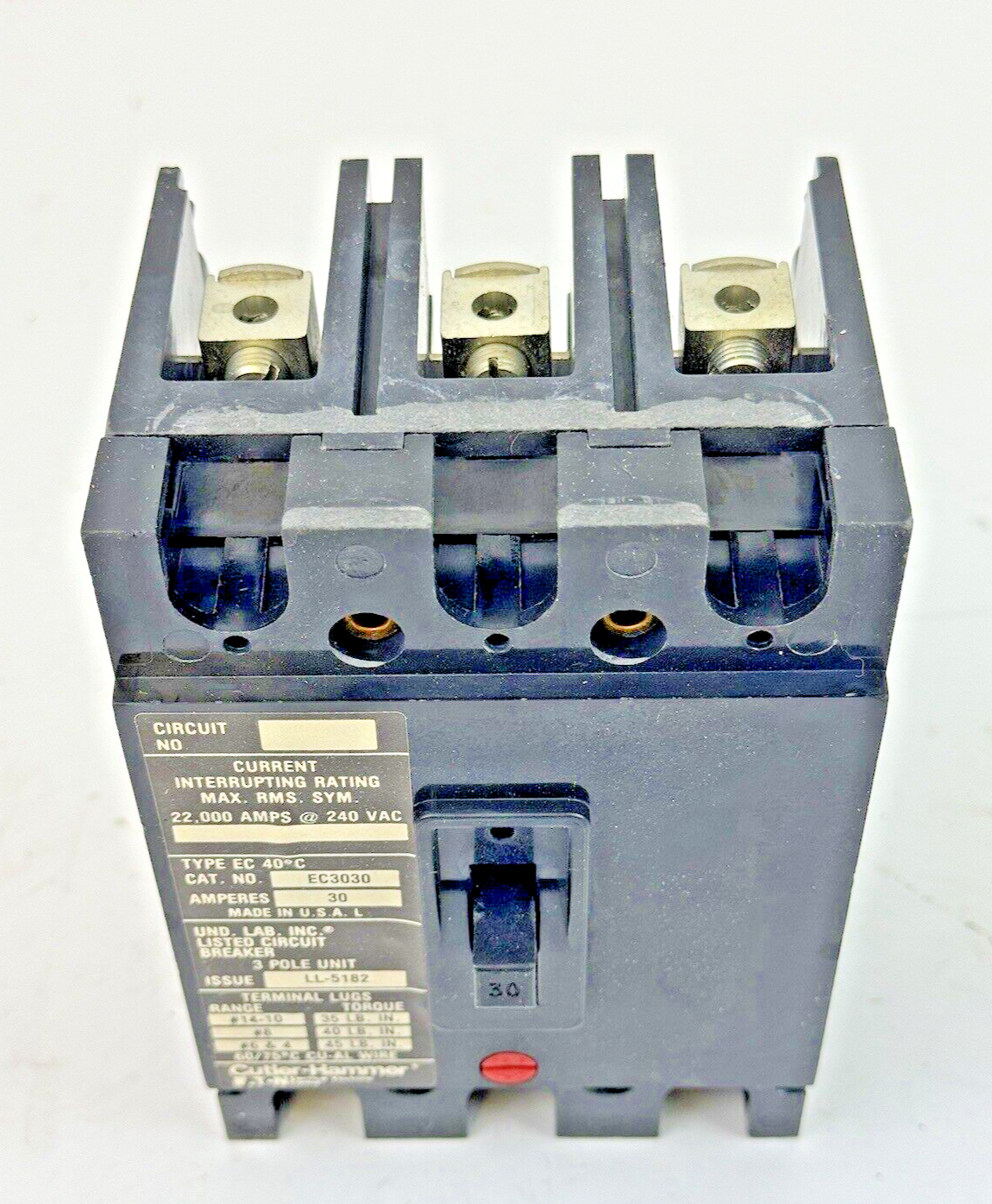 CUTLER-HAMMER / EATON - EC3030 SER. 3 - CIRCUIT BREAKER - 30A/ 240 VAC/ 3 POLE6