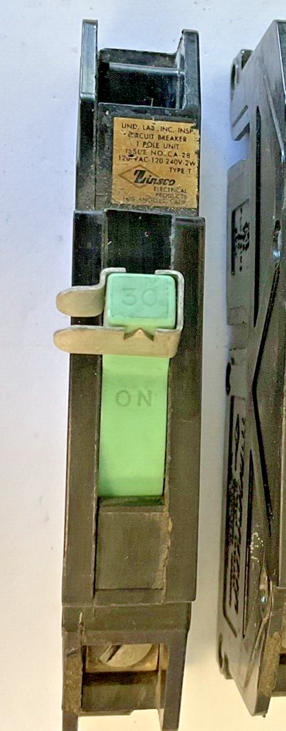 ZINSCO Q130 CIRCUIT BREAKER 30A 1POLE 120-240VAC TYPE T ***LOTOF2***1