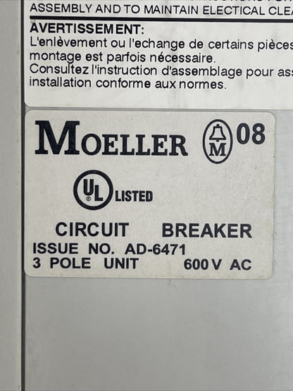 MOELLER NZM 4 CIRCUIT BREAKER 600VAC NZM H4-AE 800-NA 800A NZM4-XUHIV20 24VDC2
