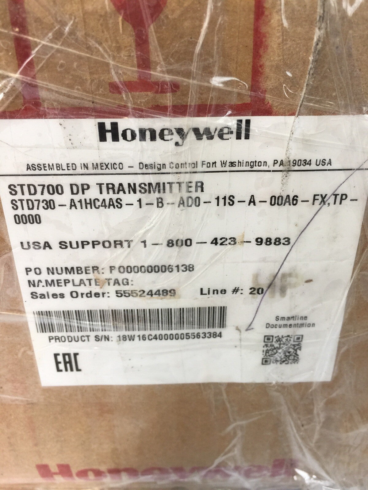 HONEYWELL STD730-A1HC4AS-1-B-AD0-11S-A-00A6-FX,TP-0000 STD700 DP TRANSMITTER1
