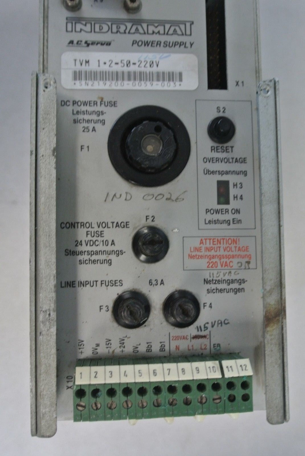 INDRAMAT TVM-1-2-50-115V (***) / AC SERVO POWER SUPPLY6