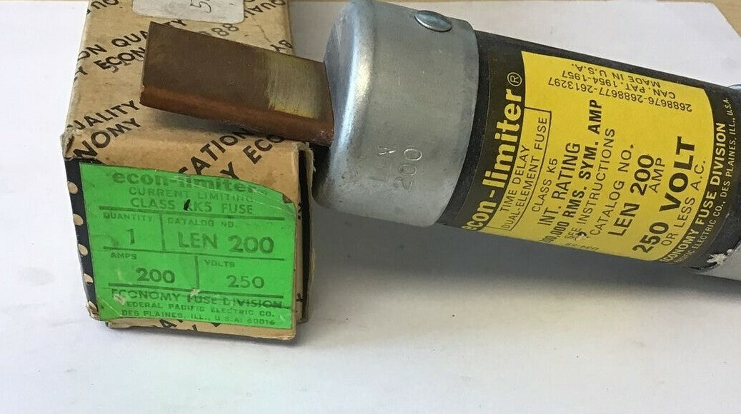 ECONOMY LEN 200 FUSE CLASS K5 200A 250VAC ECON-LIMITER TIME DELAY0