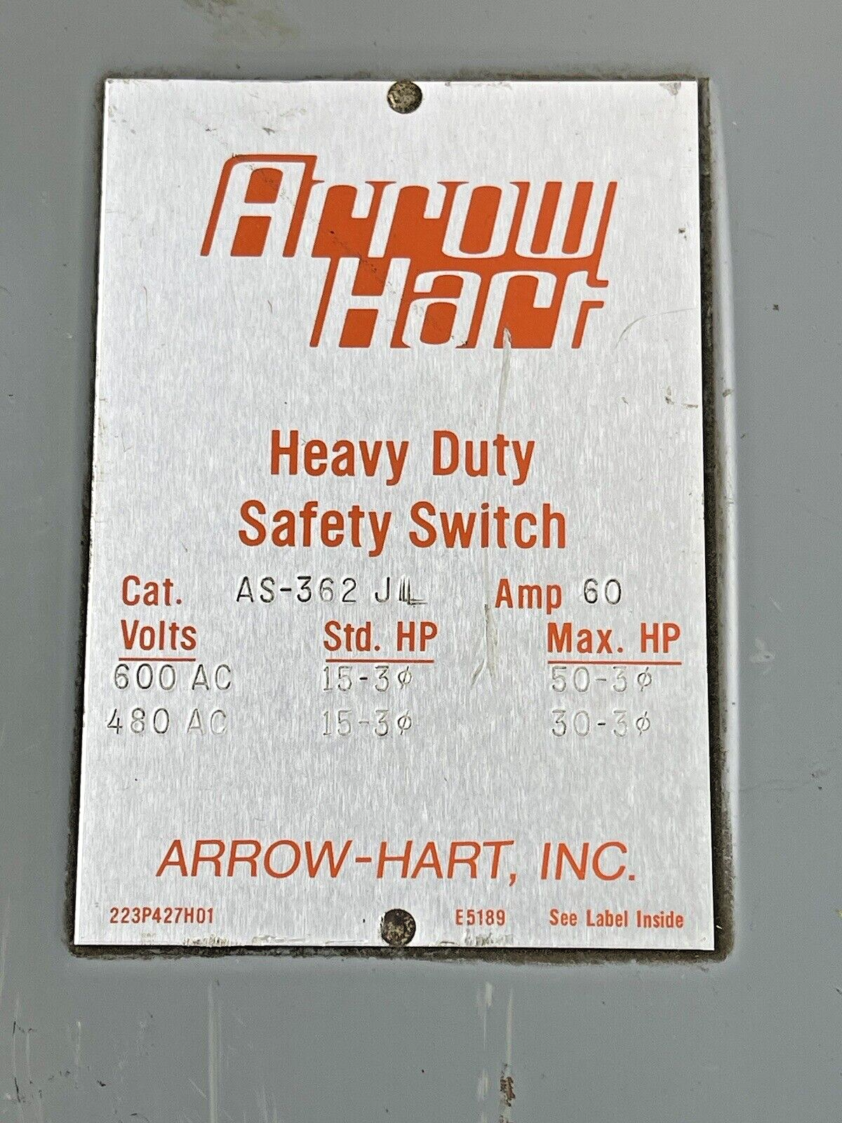 ARROW-HART - AS362 JL - SAFETY SWITCH - 100 A, 600 VAC2