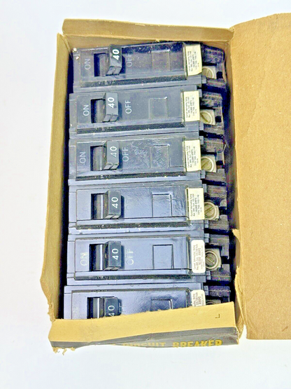 GE **BOX OF 6** THQL1140 - CIRCUIT BREAKERS - 1 POLE, 40 A, 240 VAC - NEW3