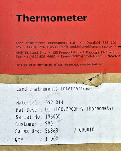 AMETEK / LAND 092.014 THERMOMETER U1 1100/2900F-V4