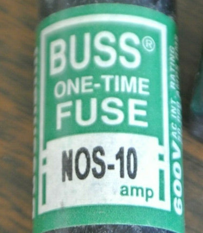 LOT of 5 / COOPER-BUSSMANN / NOS10 / ONE-TIME FUSE / 10A / 600V2