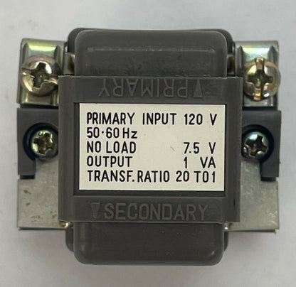 RUNDEL / IDEC T1 TRANSFORMER POWER SUPPLY INPUT 120V 60HZ NO LOAD 7.5V OUTPUT0