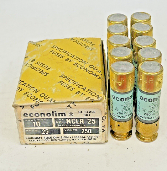 ECONOLIM *BOX OF 10* - NCLR 25 - 25 AMP, 250 VAC,CURRENT-LIMITING CLASS RK1 FUSE0