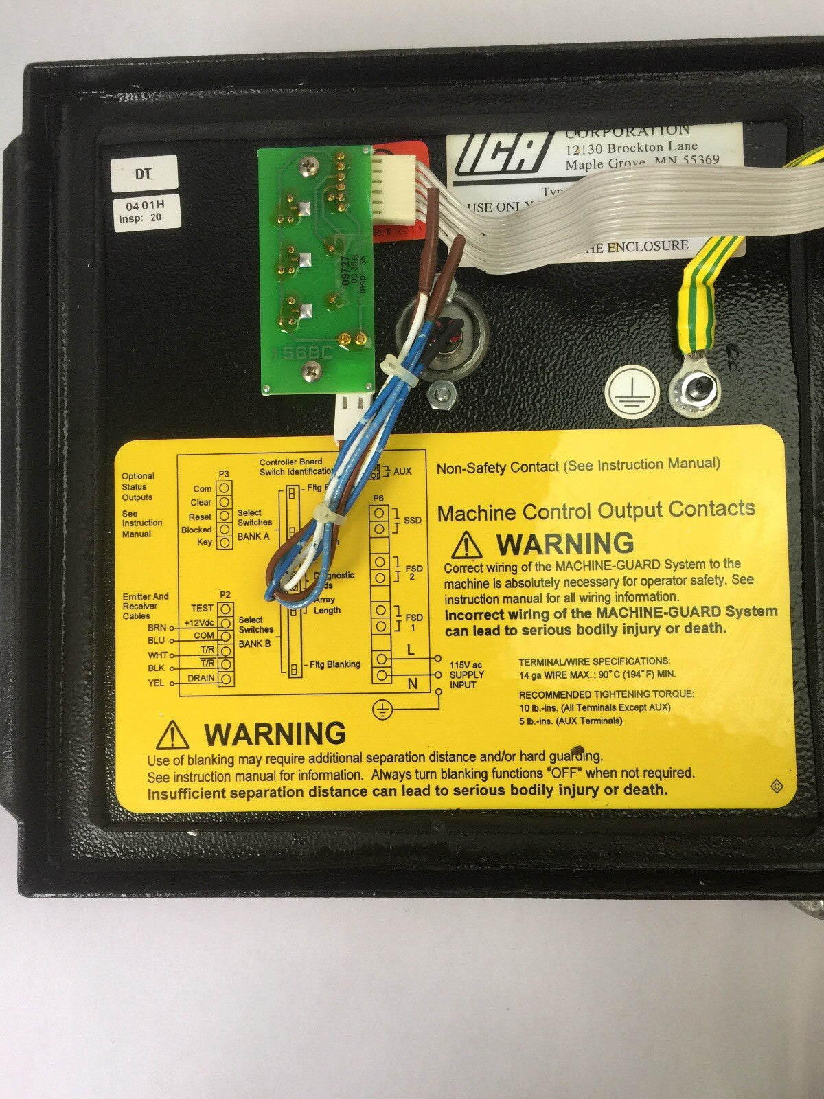 BANNER MGCA-5A MACHINE-GUARD CONTROL BOX 115VAC 9