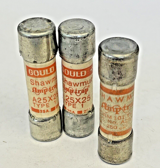 GOULD SHAWMUT *LOT OF 2* A25X25 AND *LOT OF 1* A25X7 - TYPE 1 AMP TRAP FUSES0