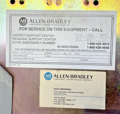 ALLEN-BRADLEY 1334-DOB-K7-G4 ADJUSTABLE FREQUENCY DRIVE 460V 3PH 11.3A1