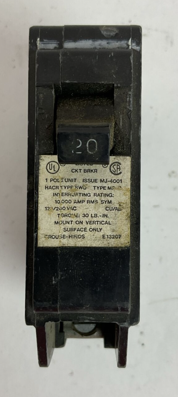CROUSE-HINDS / MURRAY / ARROW HART MP120 CIRCUIT BREAKER 20AMP 1POLE 120/240VAC4