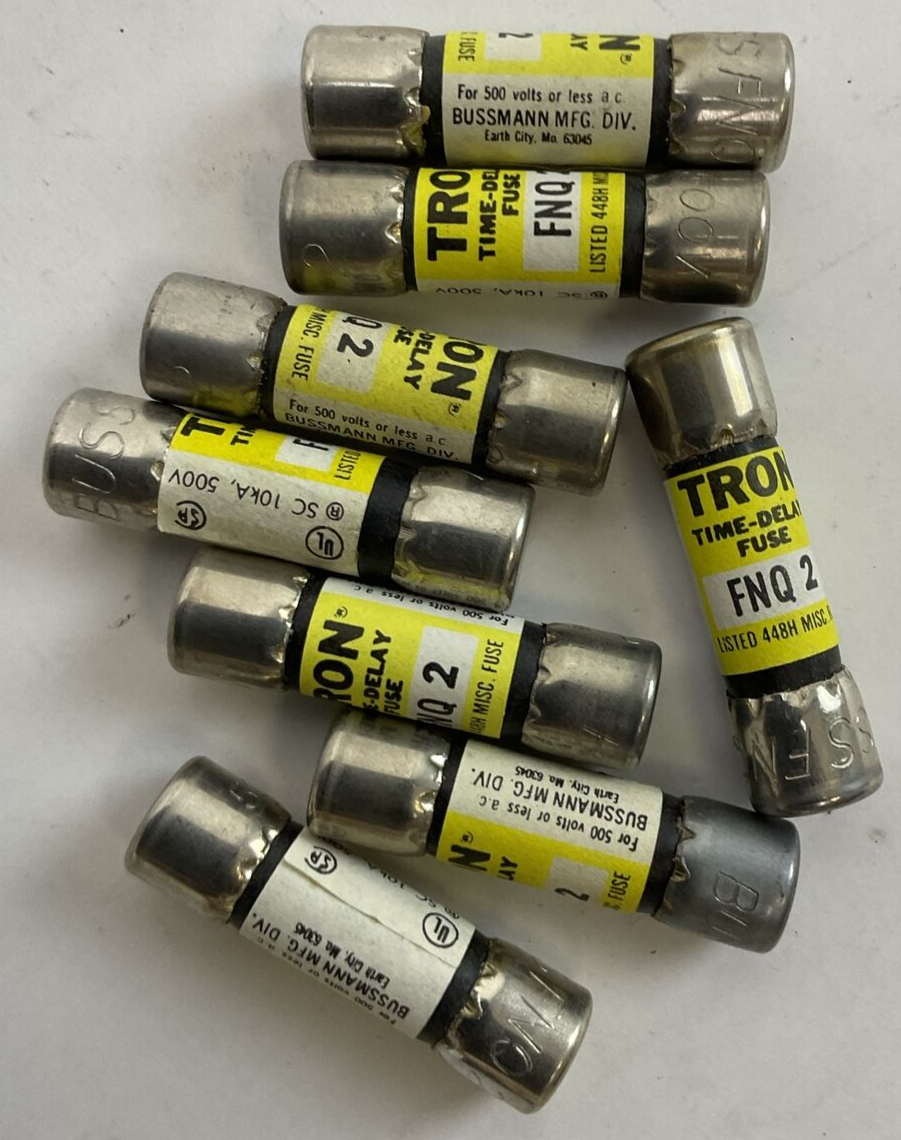TRON FNQ2 TIME-DELAY FUSE 2AMP 50VAC (LOT OF 8)0