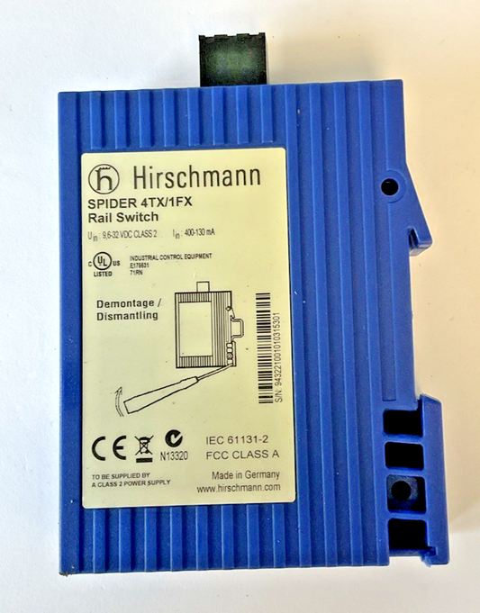 HIRSCHMANN SPIDER 4TX/1FX RAIL SWITCH 24V 32VDC0