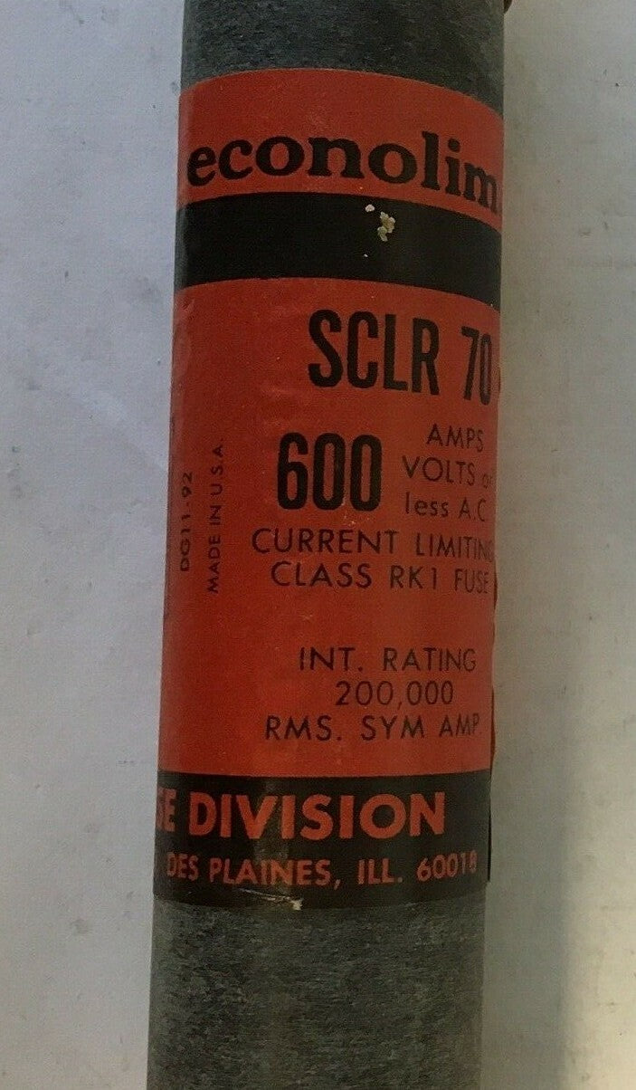 FEDERAL PACIFIC SCLR 70 FUSE CLASS RK1 600VAC 70AMP ECONOLIM4
