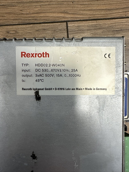 REXROTH HDD02.2-W040N-HD32-01-FW SERVO DRIVE OUTPUT 3xAC 500V 15A INPUT7
