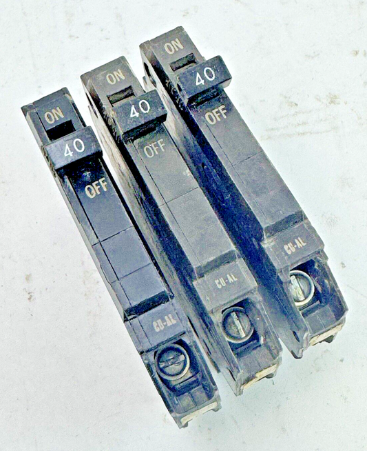 GE **LOT OF 3** - TQP140 - CIRCUIT BREAKERS - 1 POLE, 40 A, 240 VAC, TYPE TQP0
